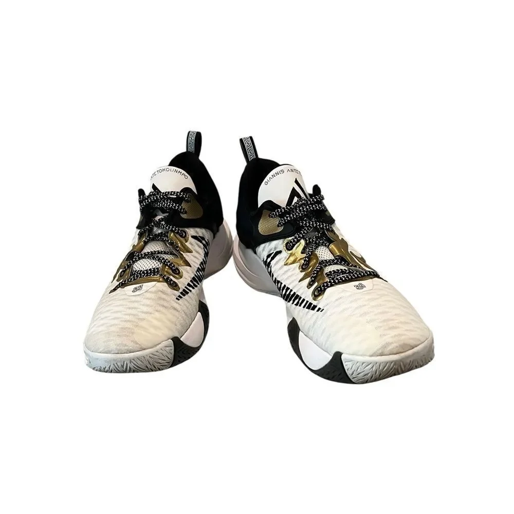 Nike Giannis Immortality Championship White Black Metallic Gold Men’s Size 10